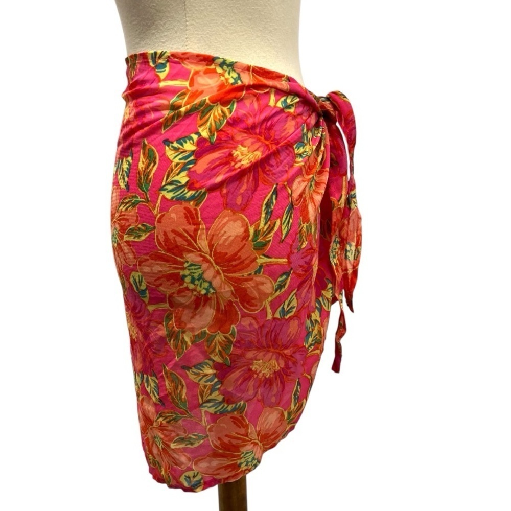 Beach Riot Melanie Miami Peony Pink Floral Sarong Swim Wrap Women’s One Size - Picture 7 of 10